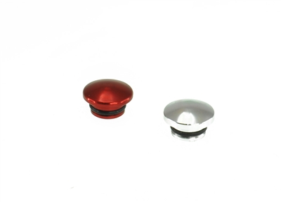 14MM ALUMINUM  END CAP - RED & SILVER (ONE EACH)